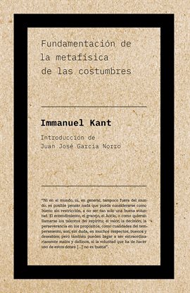 Cover image for Fundamentación de la metafísica de las costumbres