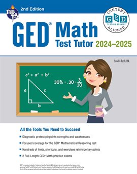 Imagen de portada para GED Math Test Tutor, For the 2024-2025 GED Test