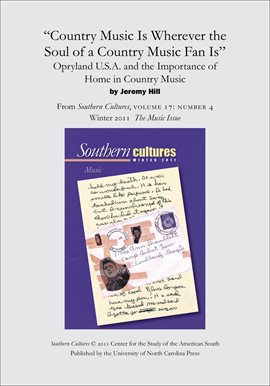 Cover image for "Country Music is Wherever the Soul of a Country Music Fan Is": Opryland U.S.A. and the Importanc...