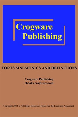 Cover image for Torts Mnemonics and Definitions