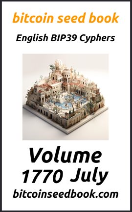 Cover image for Bitcoin Seed Book English BIP39 Cyphers Volume 1770-July