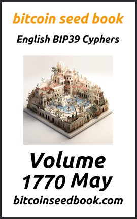 Cover image for Bitcoin Seed Book English BIP39 Cyphers Volume 1770-May