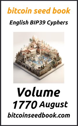Cover image for Bitcoin Seed Book English BIP39 Cyphers Volume 1770-August