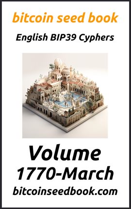 Cover image for Bitcoin Seed Book English BIP39 Cyphers Volume 1770-March