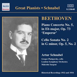 Cover image for Beethoven: Piano Concerto No. 5 / Cello Sonata No. 2 (schnabel) (1932)