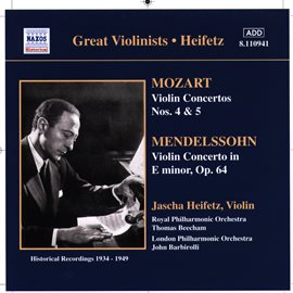 Cover image for Mozart / Mendelssohn: Violin Concertos (heifetz) (1934-1949)