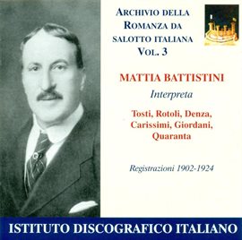 Cover image for Vocal Recital: Battistini, Mattia - Denza, L. / Tosti, F.p. / Rotoli, A. (archivio Della Romanza ...