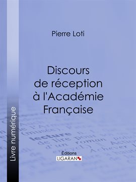 Cover image for Discours de réception à l'Académie Française