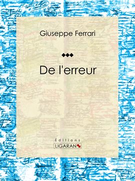 Cover image for De l'erreur