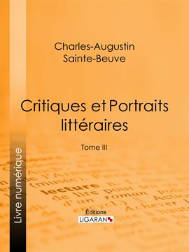 Cover image for Critiques et Portraits littéraires