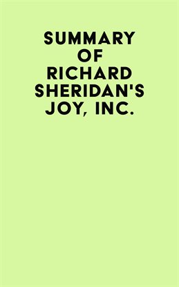 Imagen de portada para Summary of Richard Sheridan's Joy, Inc.